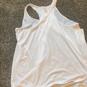 Lululemon Athletica White Asymmetrical Cut Out Tank Top